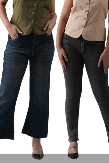 Dark Blue and Black Women’s Jeans